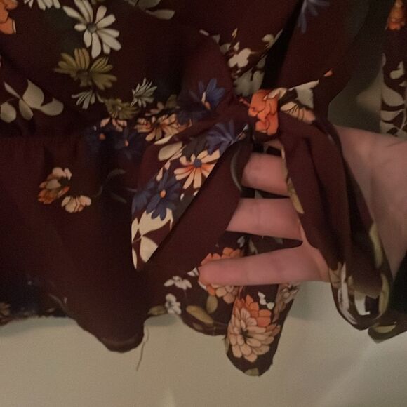 Dex Plum Floral Wrap Blouse - Picture 4 of 6